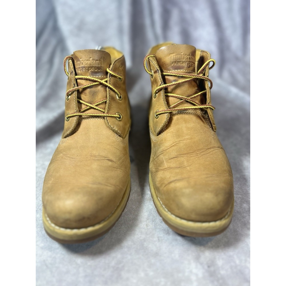 Timberland Waterproof Boots Men's 8.5 Wheat Nubuck Leather Lace Up Work Hiker